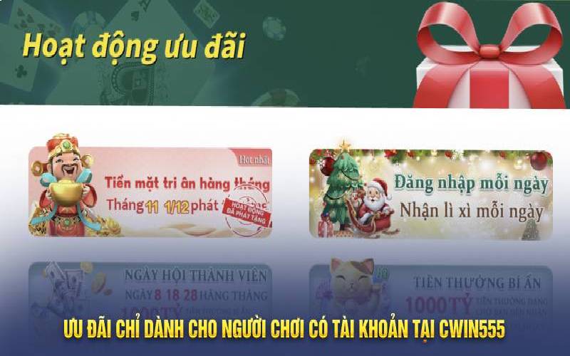 Ưu đãi chỉ dành cho người chơi có tài khoản tại Cwin555